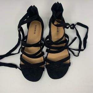 Torrid Black Zip Up Gladiator Lace-up sandals Size 11